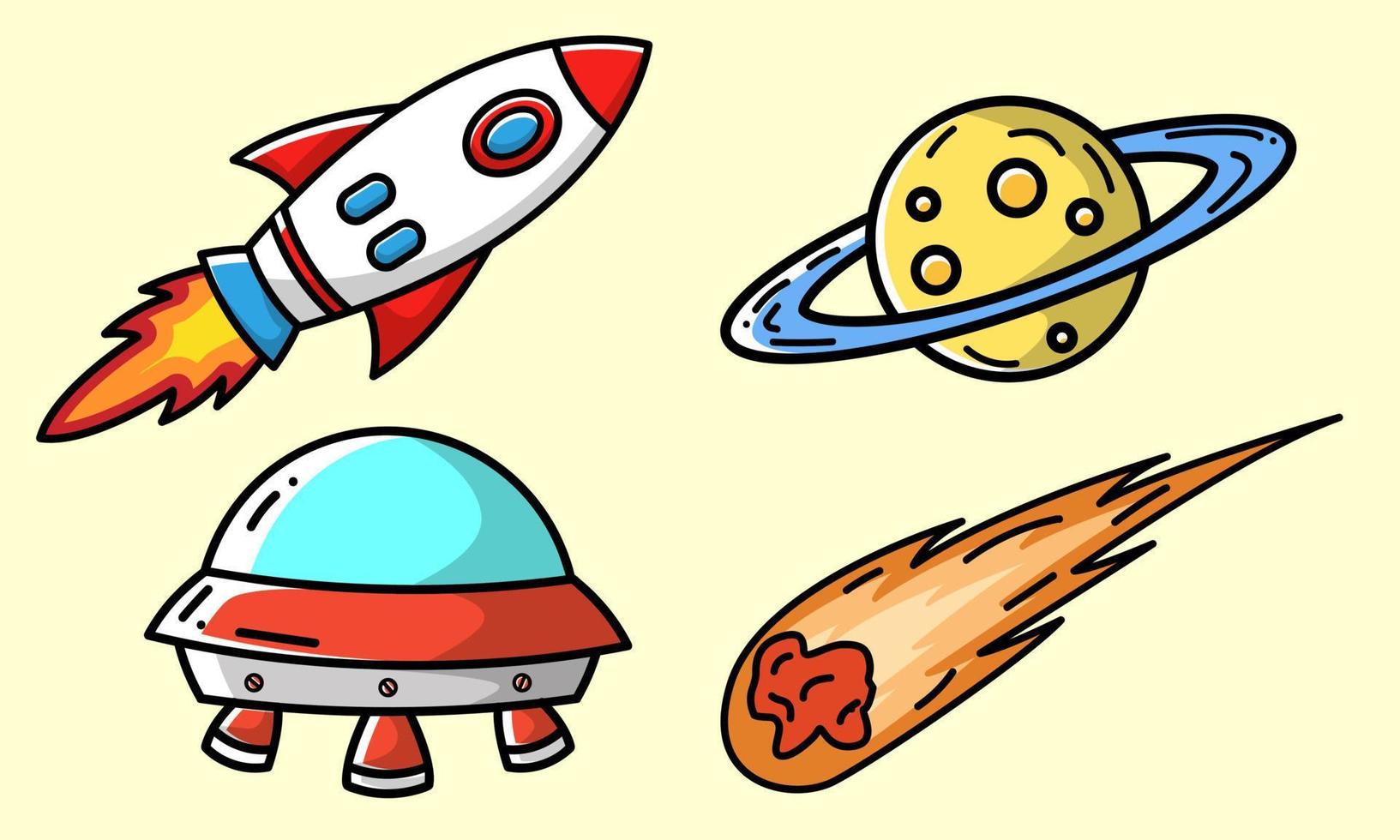 Set of space objects vector. It is suitable for logos, book content, children's content, knowledge, and so on. vector