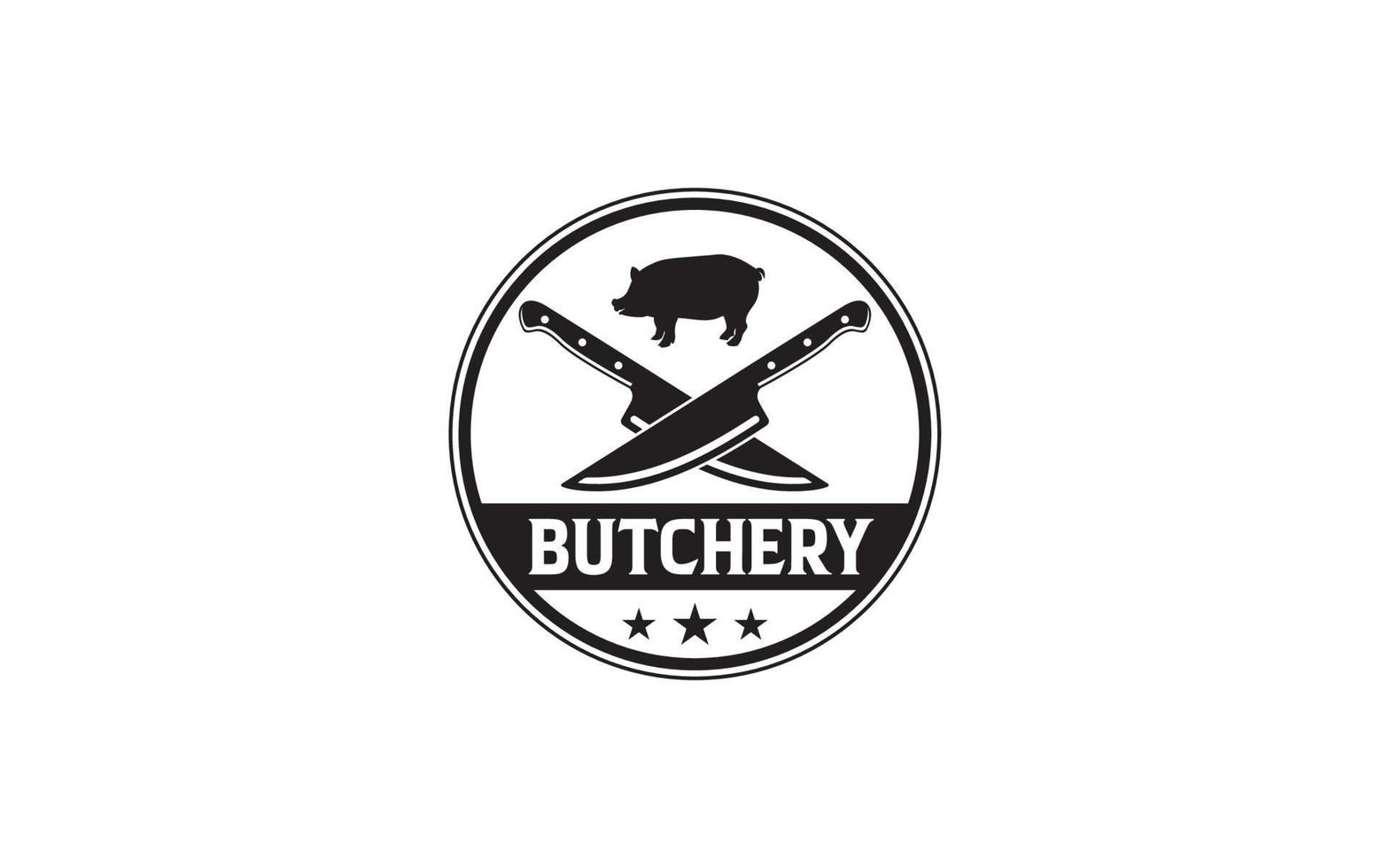 Butcher Shop and Butchery hand written lettering logo, label, badge, emblem logo template vector