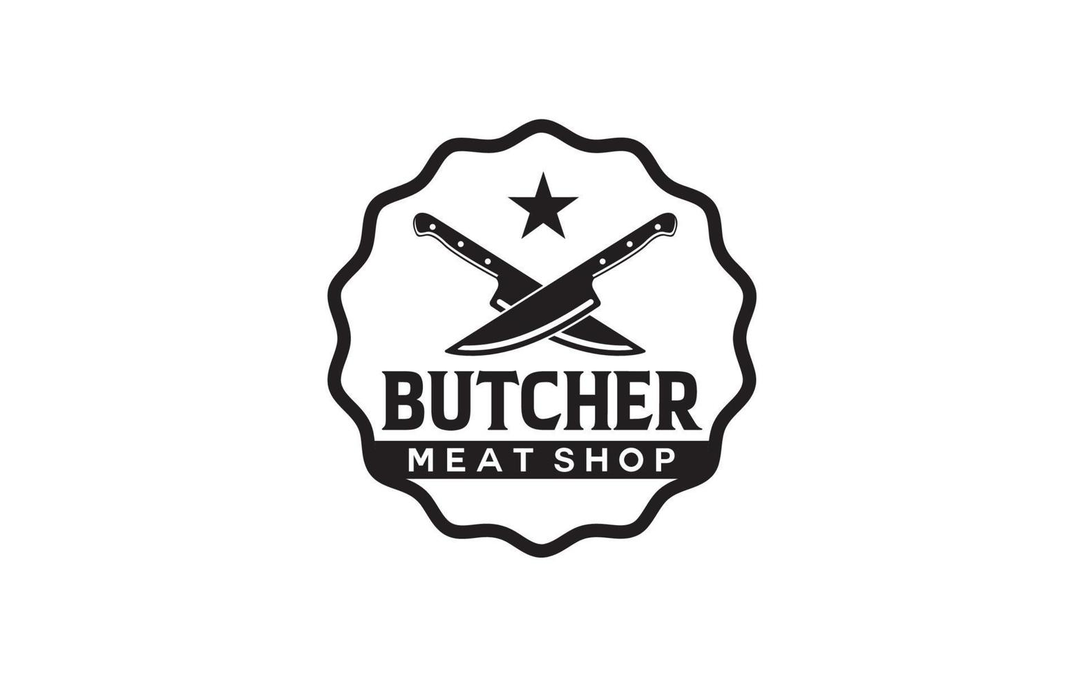 Butcher Shop and Butchery hand written lettering logo, label, badge, emblem logo template vector