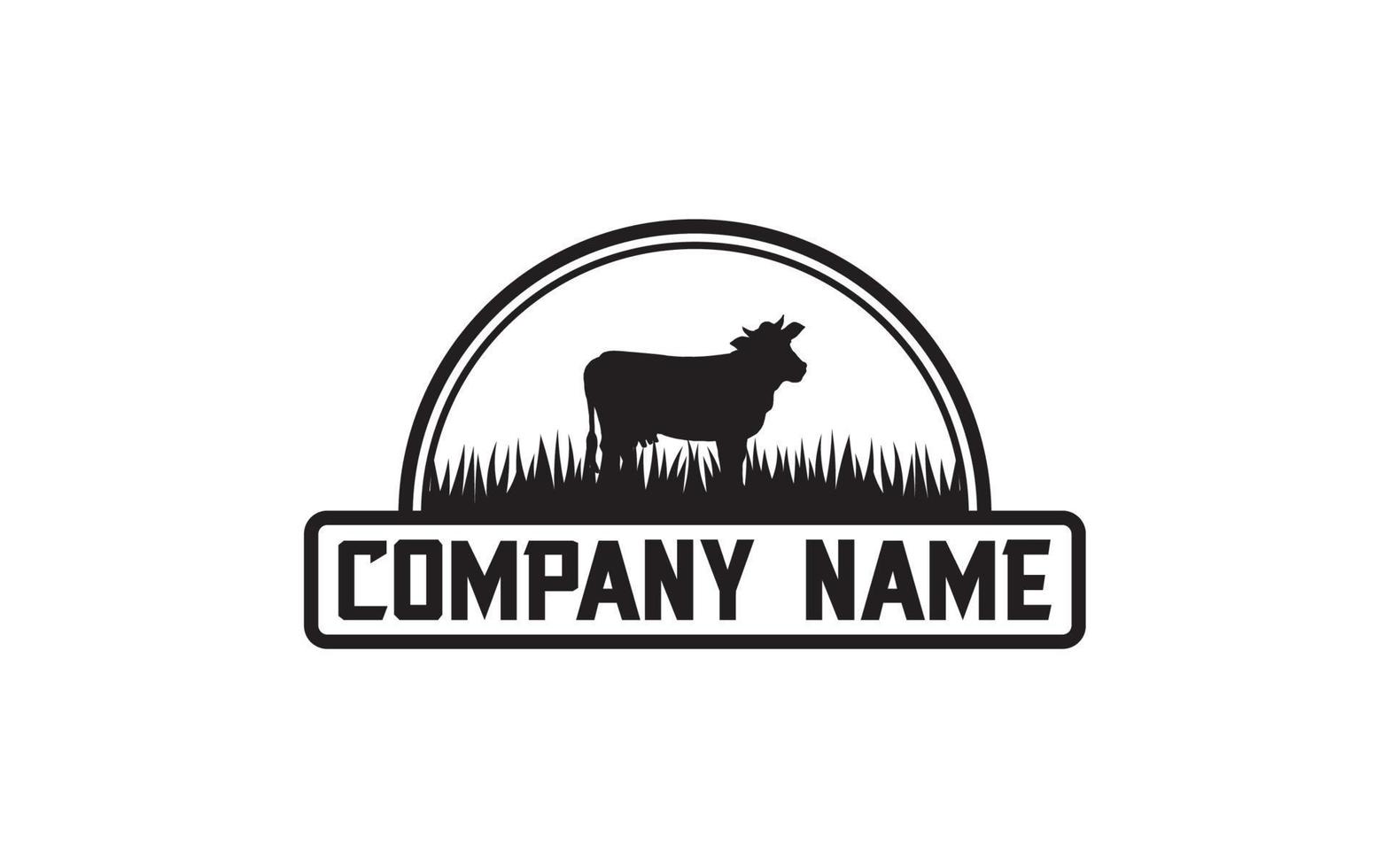 Retro Vintage Cattle Angus Livestock Beef Emblem Label logo design template vector