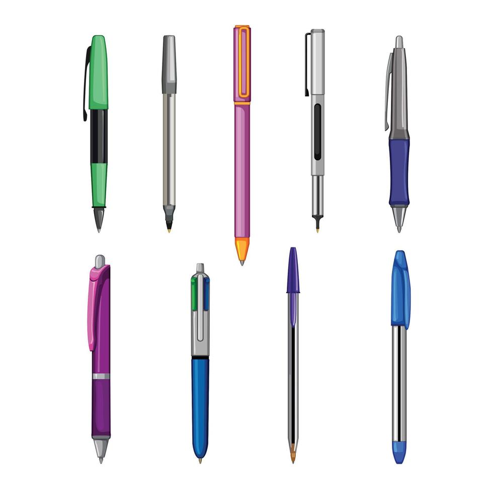 pen set cartoon vector illustration