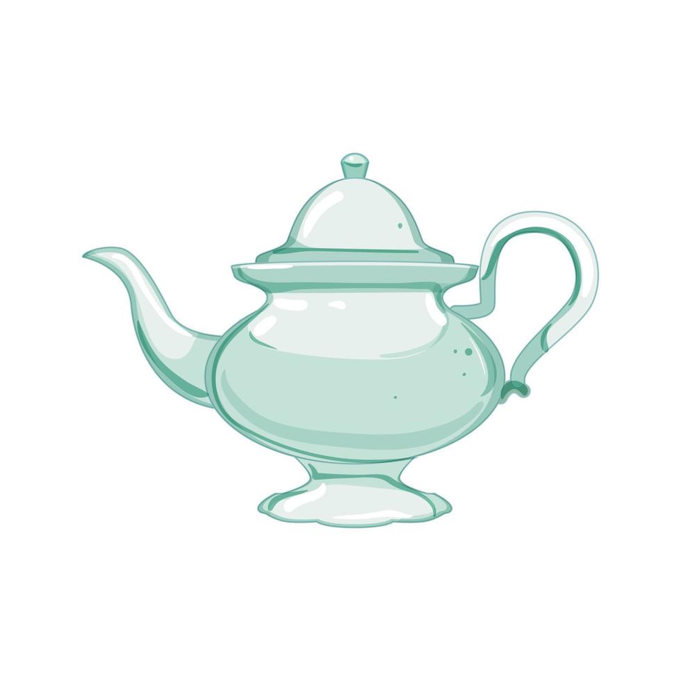 porcelian vintage teapot cartoon vector illustration