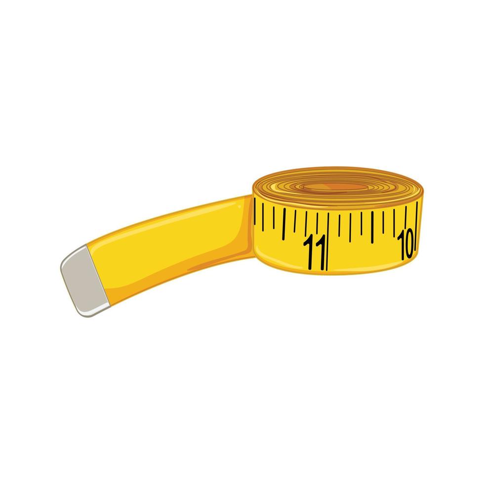 length yellow measuring tape cartoon vector illustration