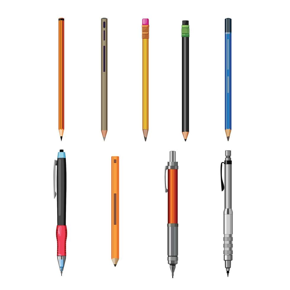 pencil set cartoon vector illustration