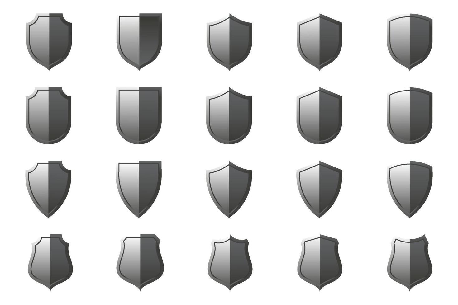 Set of Metallic Security Shields. Secure and Protection illustration for your web site design, game, logo, app, and UI. vector