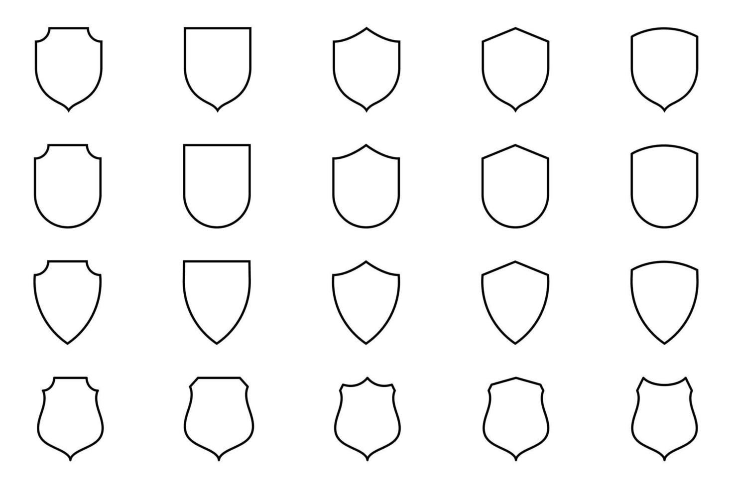 Set of Outline Security Shields. Secure and Protection illustration for your web site design, game, logo, app, and UI. vector