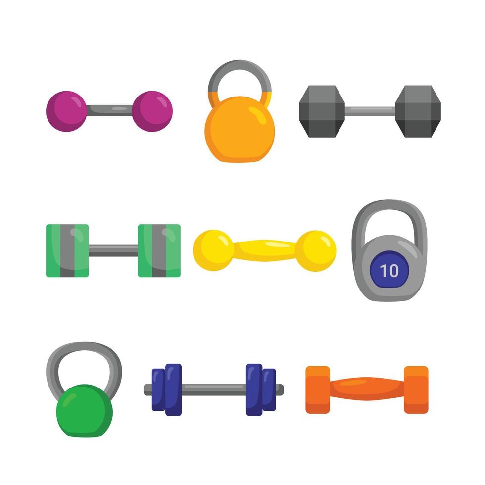 weight dumbbell set cartoon vector illustration