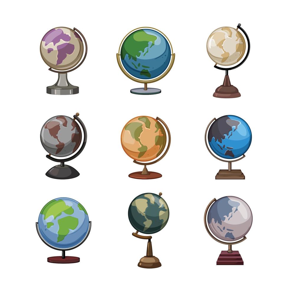 globe set cartoon vector illustration