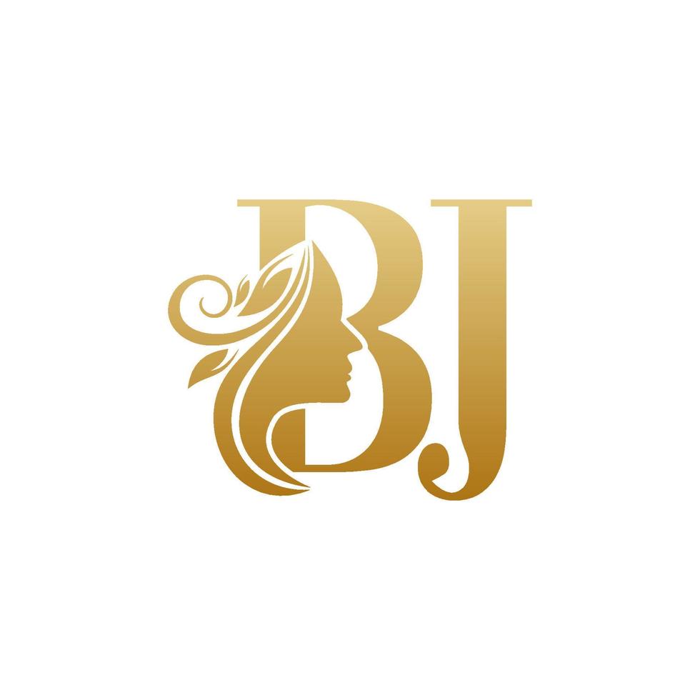 Initial BJ face beauty logo design templates vector
