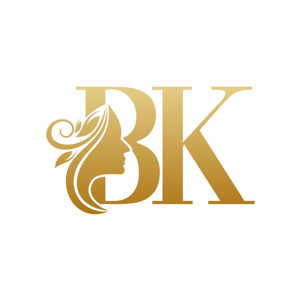 Initial BK face beauty logo design templates vector