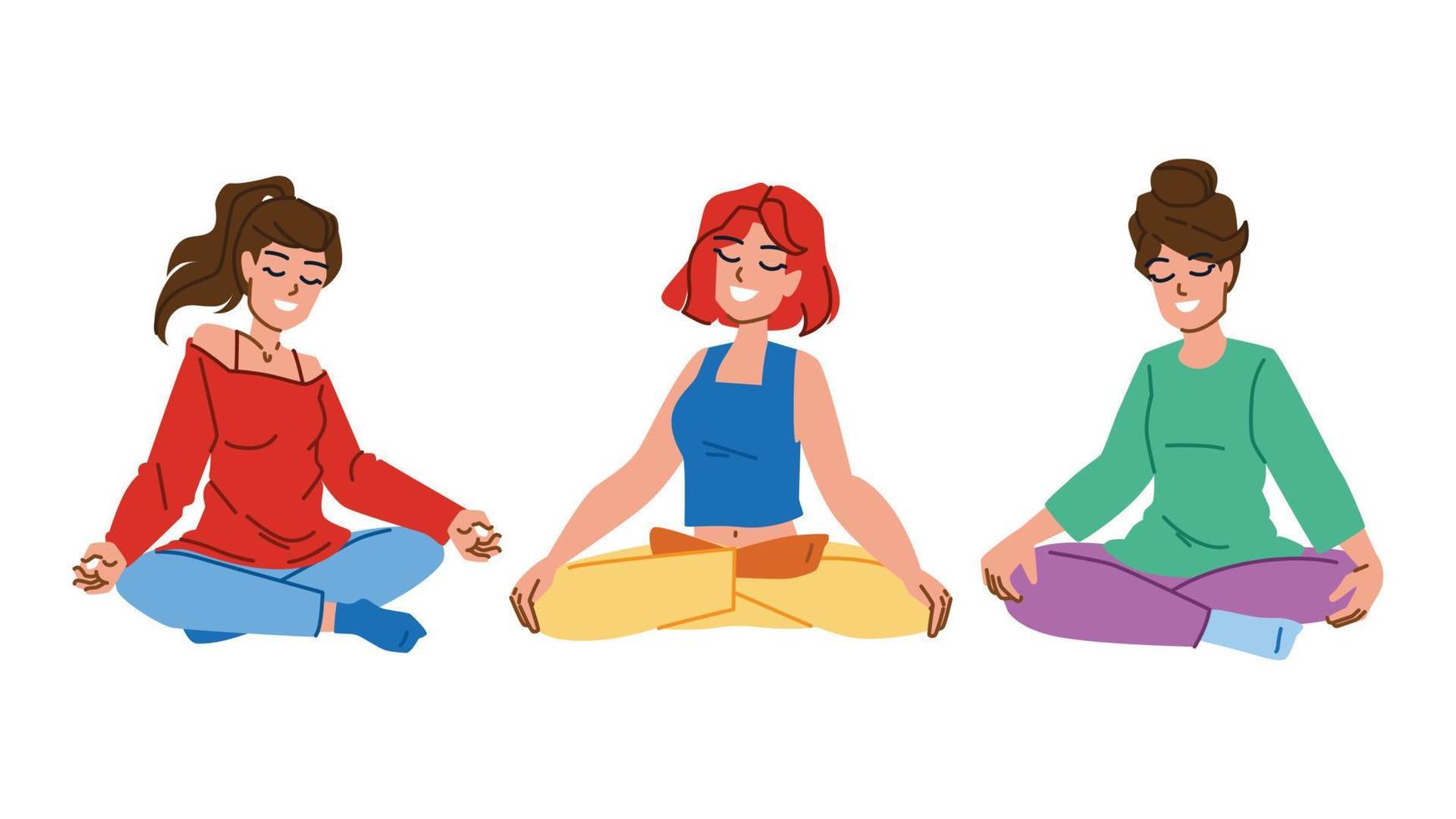 meditate woman vector