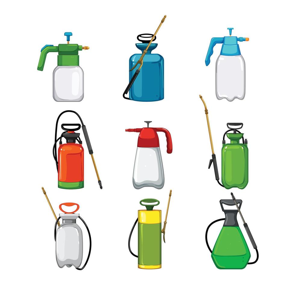 garden sprayer set cartoon vector illustration