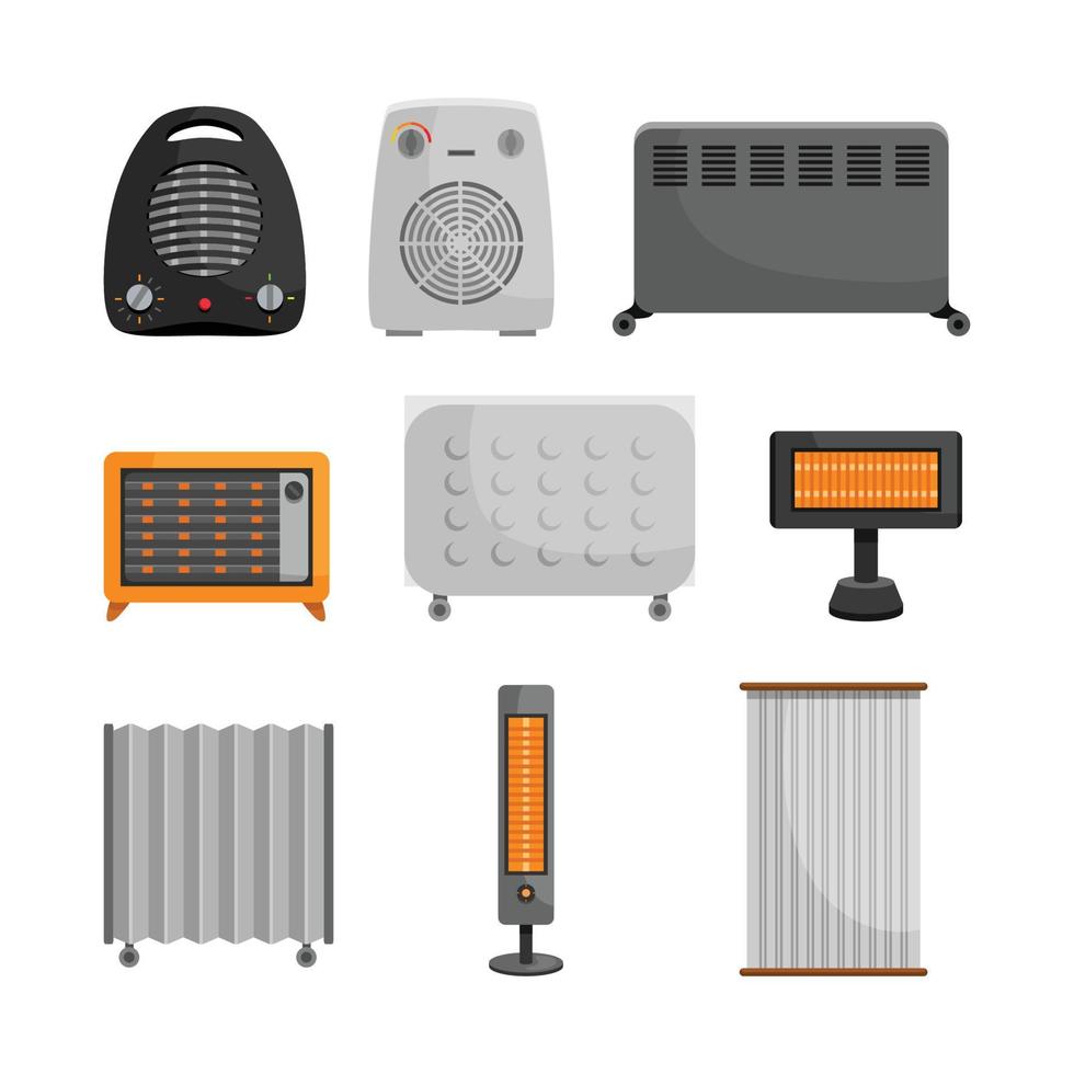 heater set cartoon vector illustration