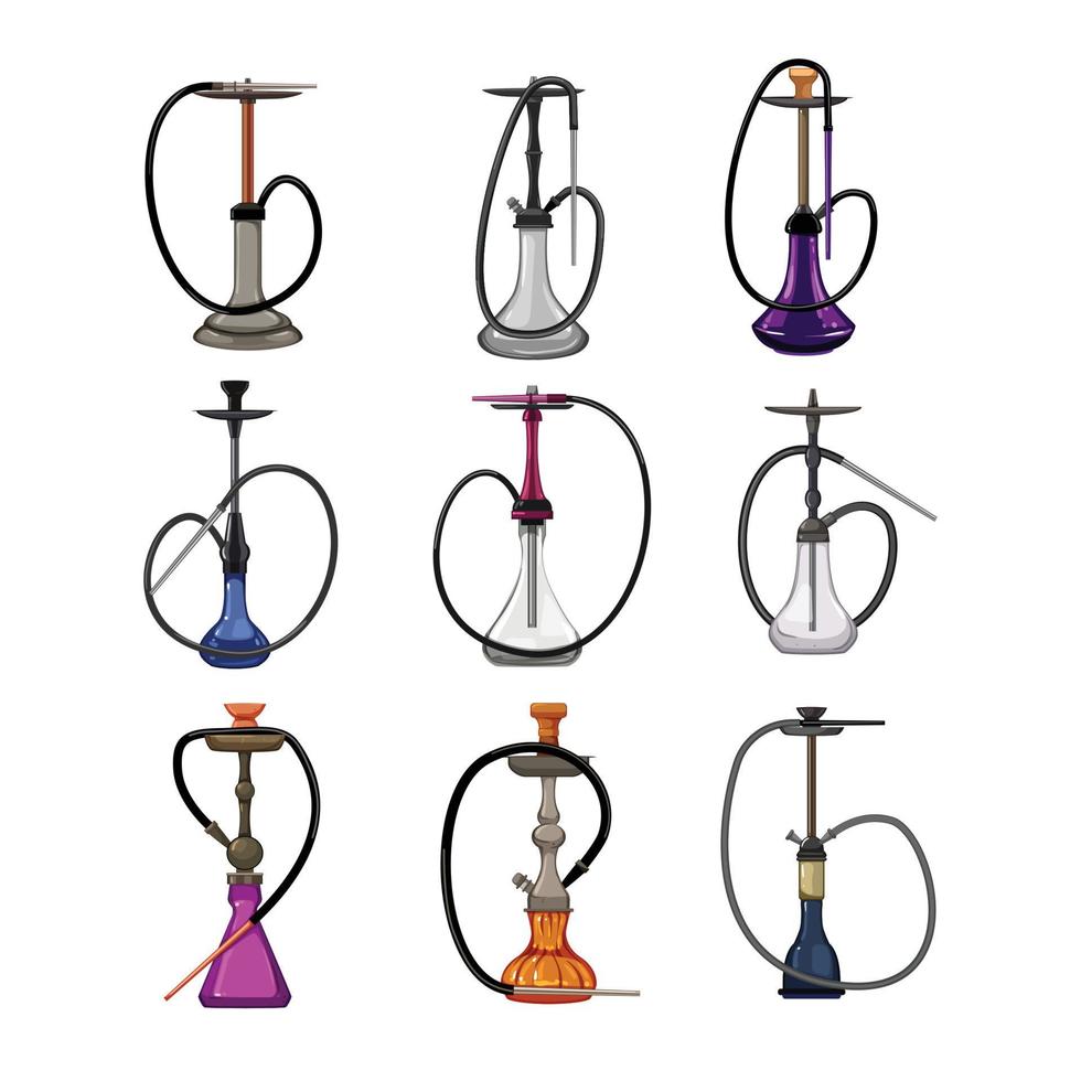 hookah shisha set cartoon vector illustration