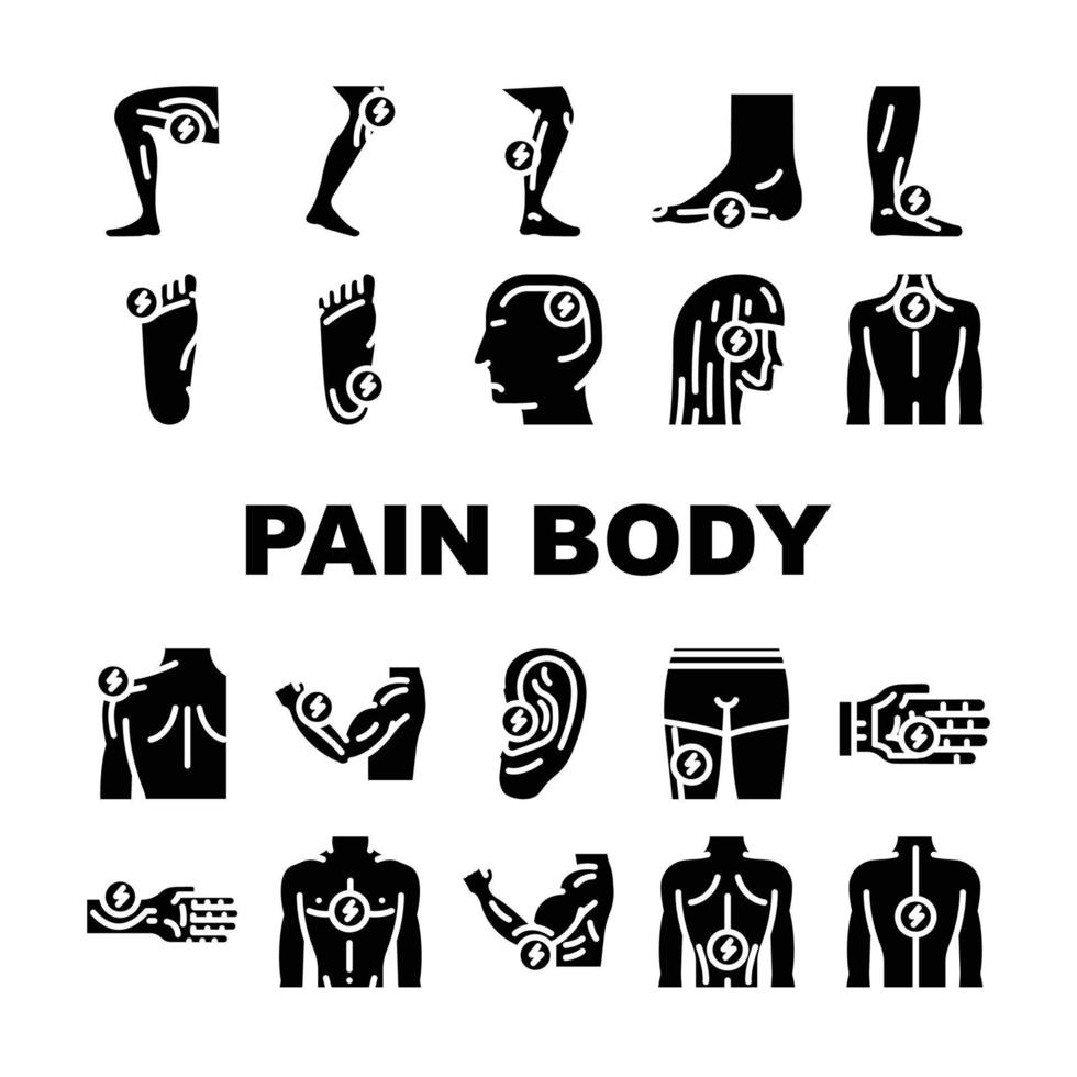 dolor cuerpo dolor médico articulación íconos conjunto vector