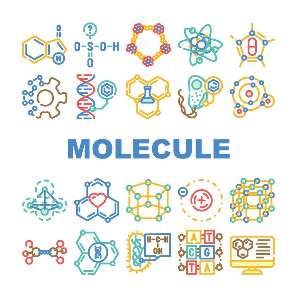 molecule chemistry science icons set vector