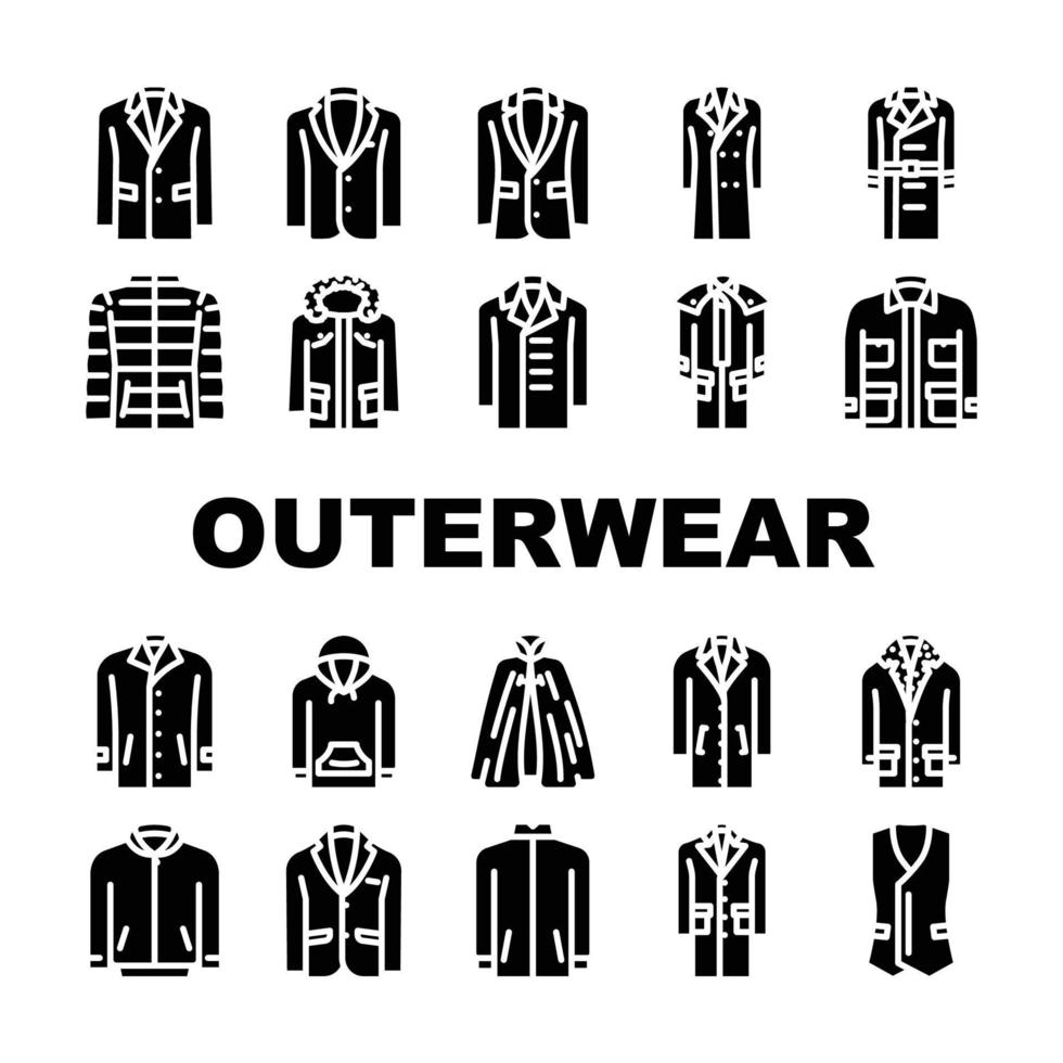 outerwear male clothes icons set vector
