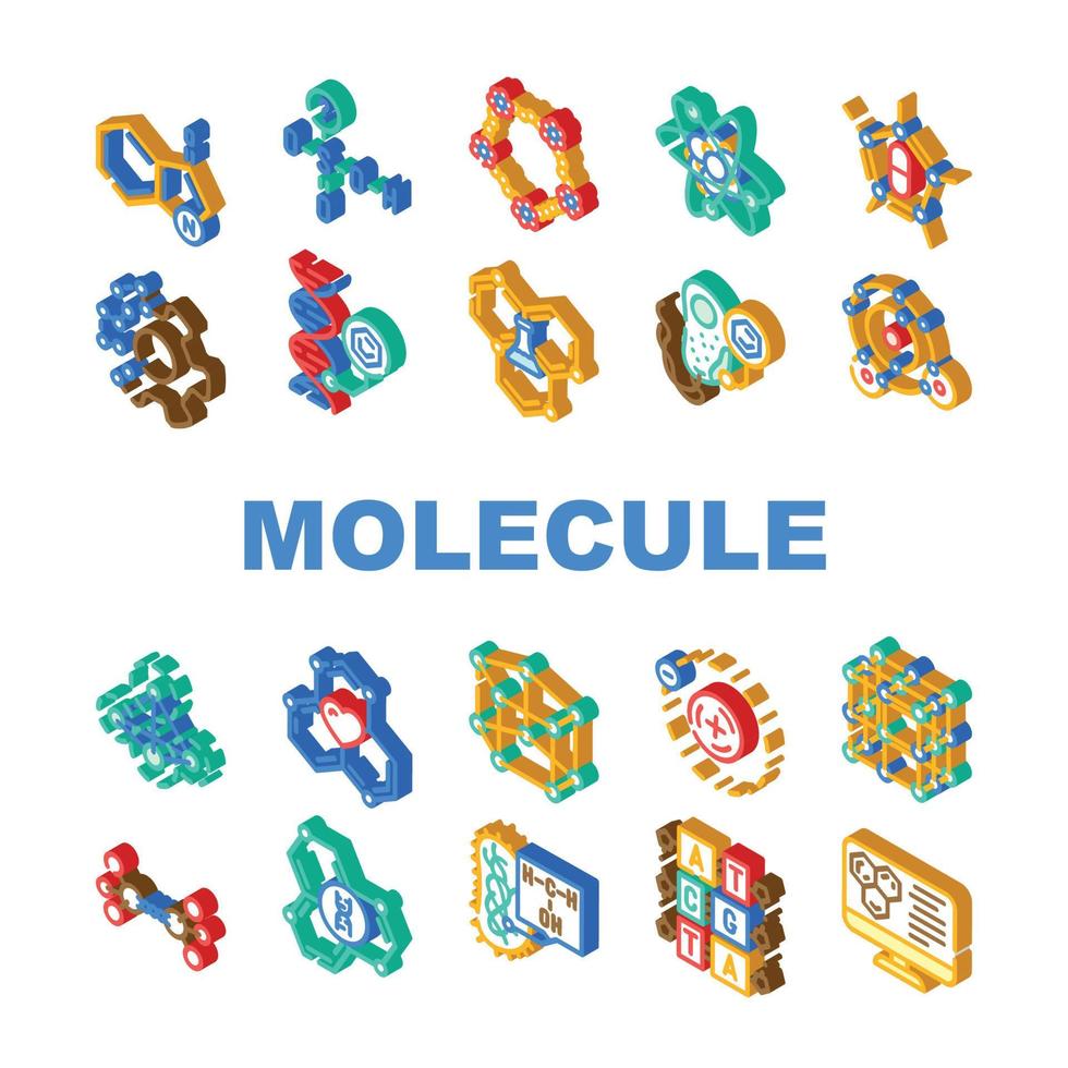 molécula química Ciencias íconos conjunto vector