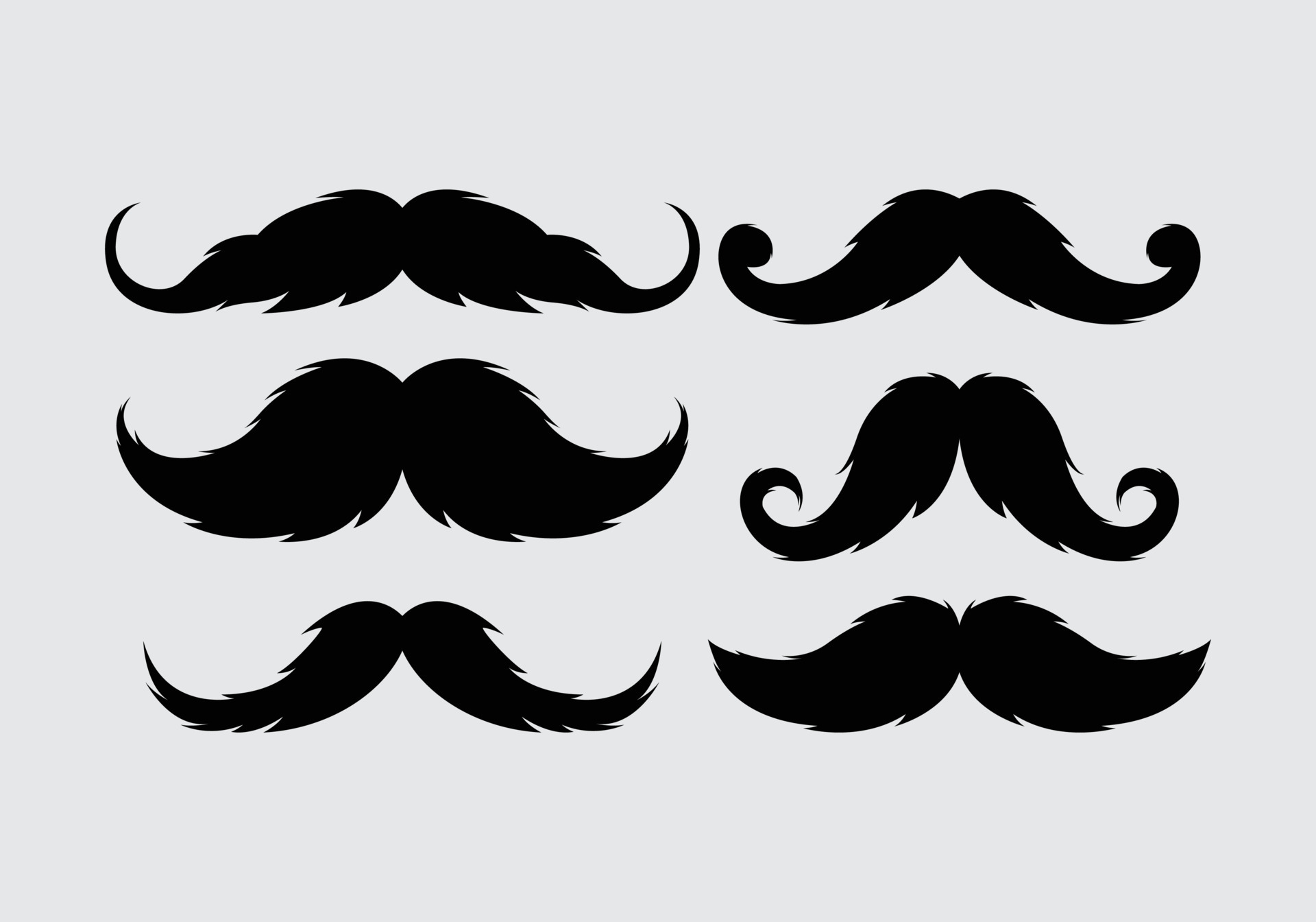 Cool hipster moustache icon, symbol, element vector set bundle, adult