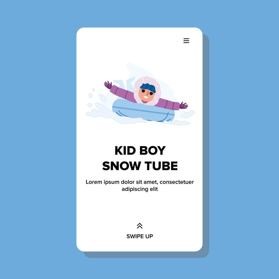 kid boy snow tube vector