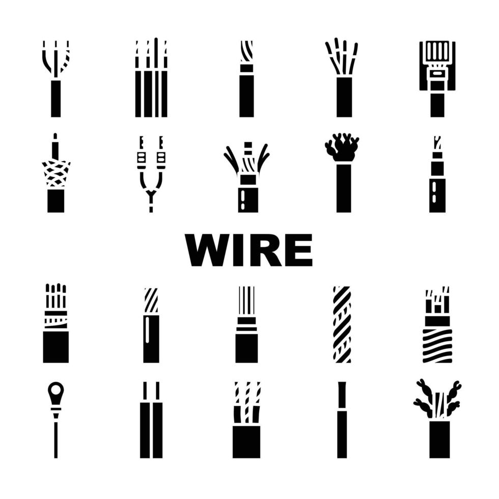 wire cable cord icons set vector