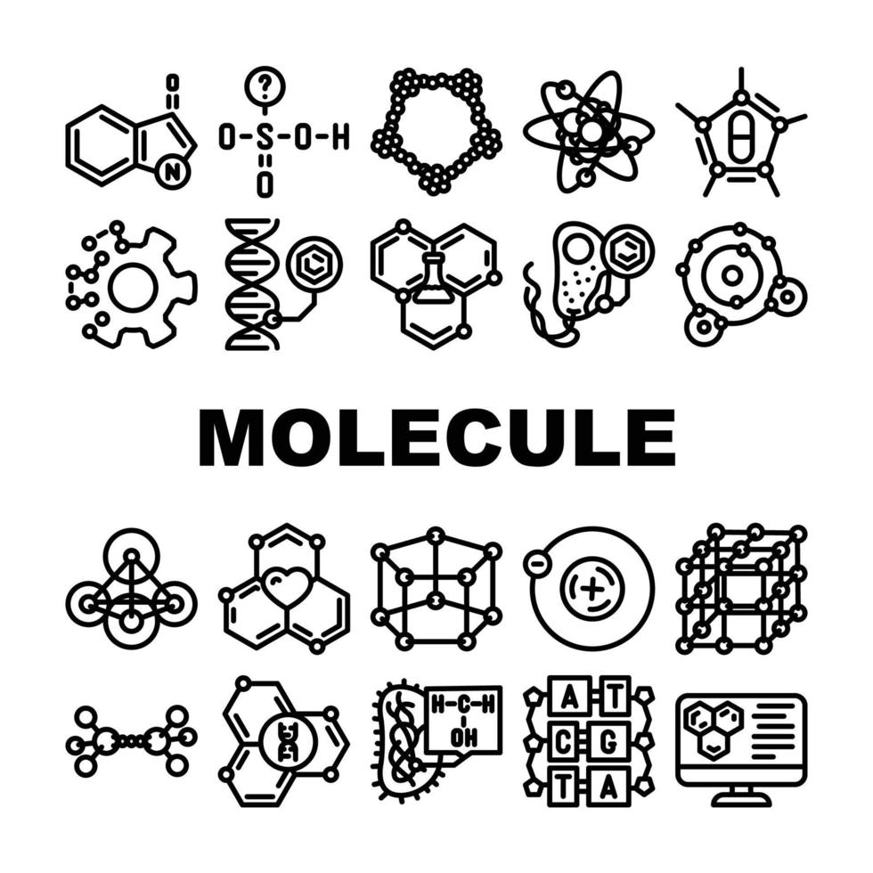 molécula química Ciencias íconos conjunto vector