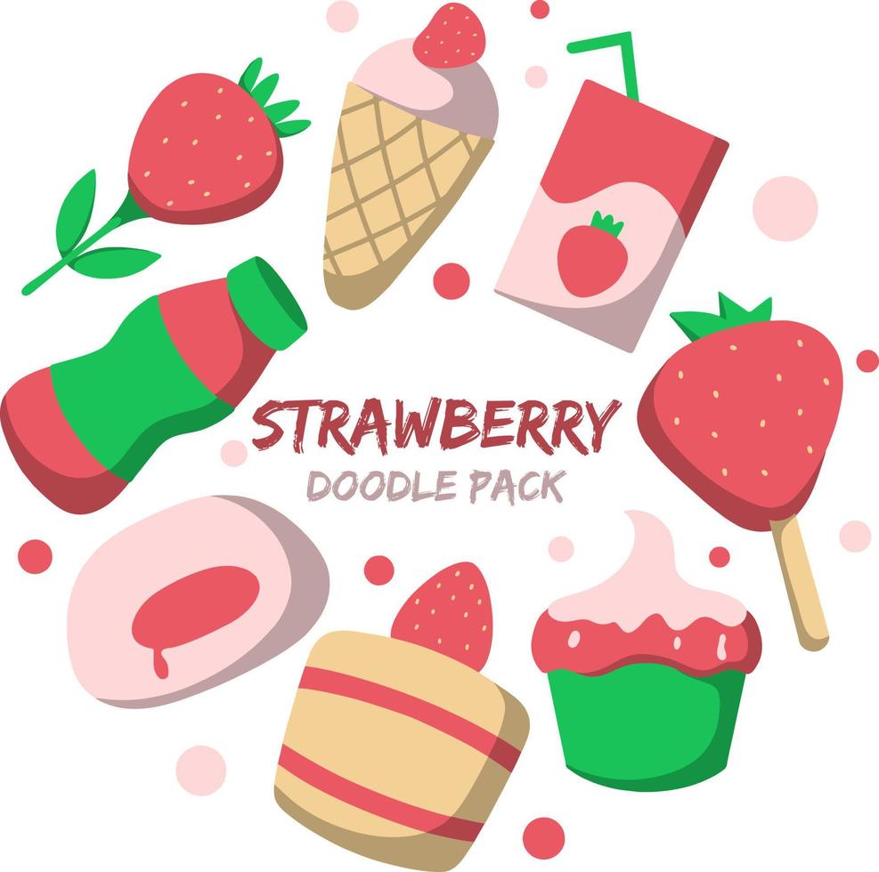 Strawberry Doodle Pack vector