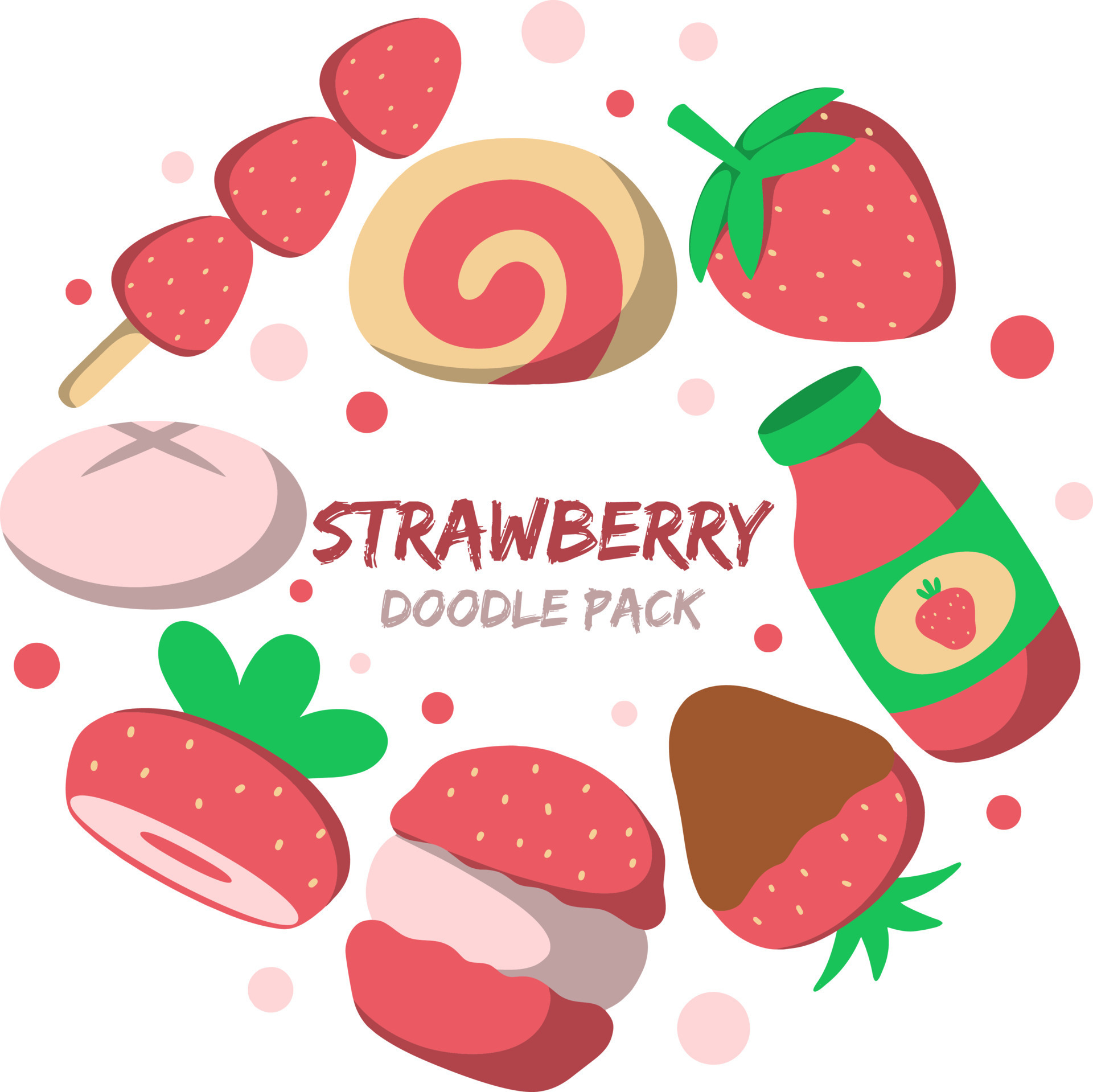 Strawberry Doodle Pack 2 20296139 Vector Art at Vecteezy