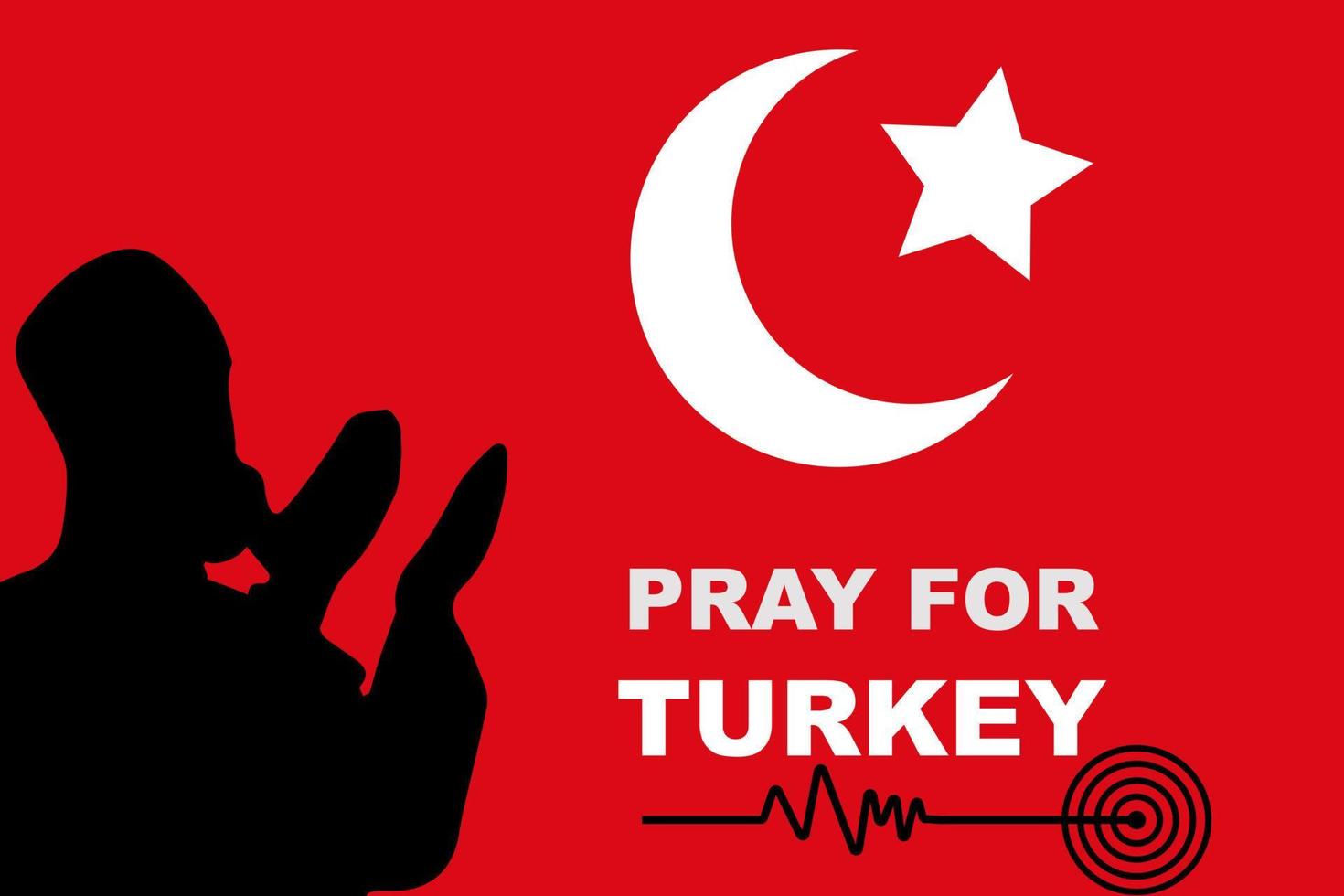 Pray For Turkey affected by earthquake. Turkey flag with dua and Earthquake Richter scales wave. Earthquake hit two countries at a time. vector