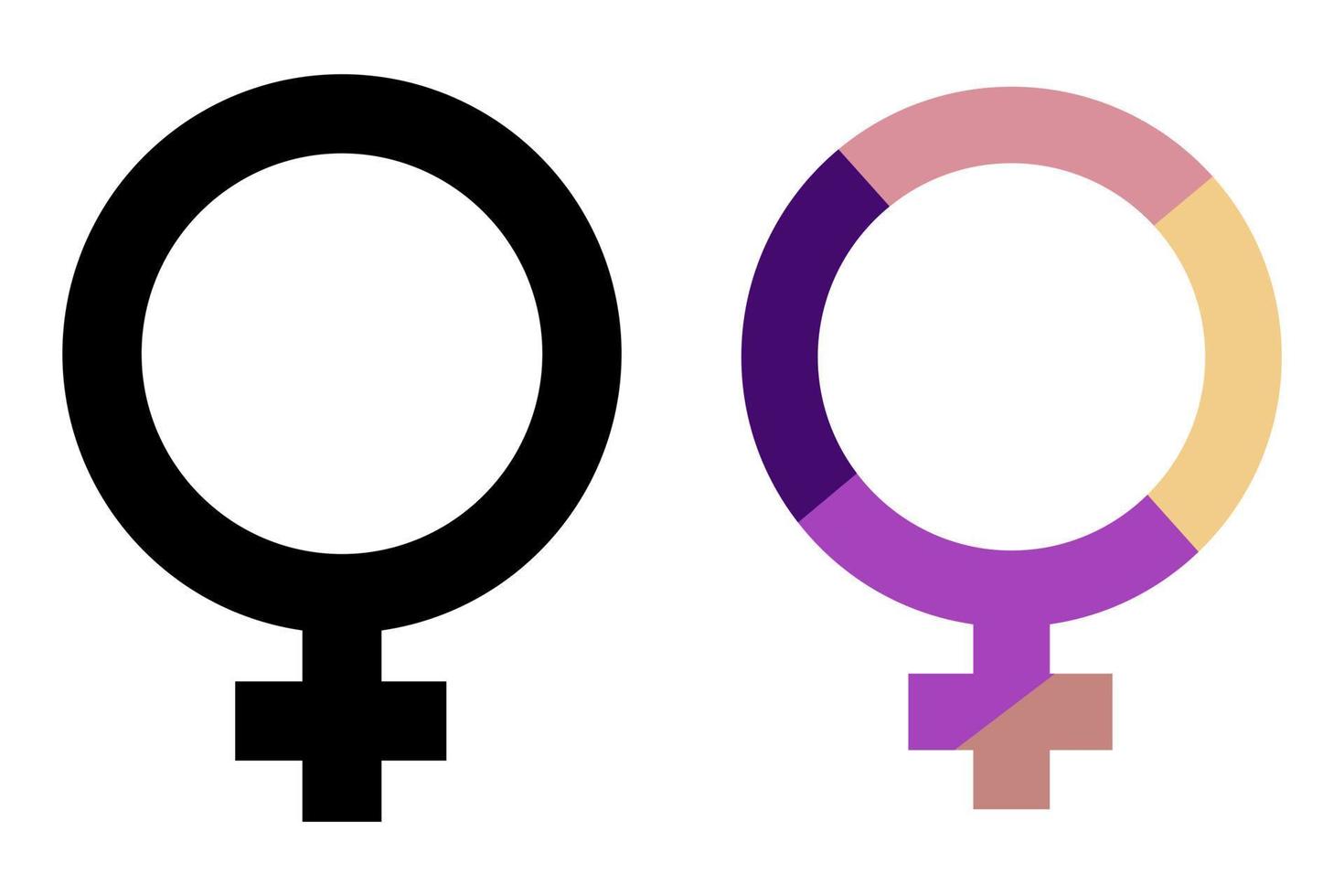 hembra sexo símbolo icono colocar. hembra género icono, mujer firmar, hembra icono. Venus símbolo colocar. vector