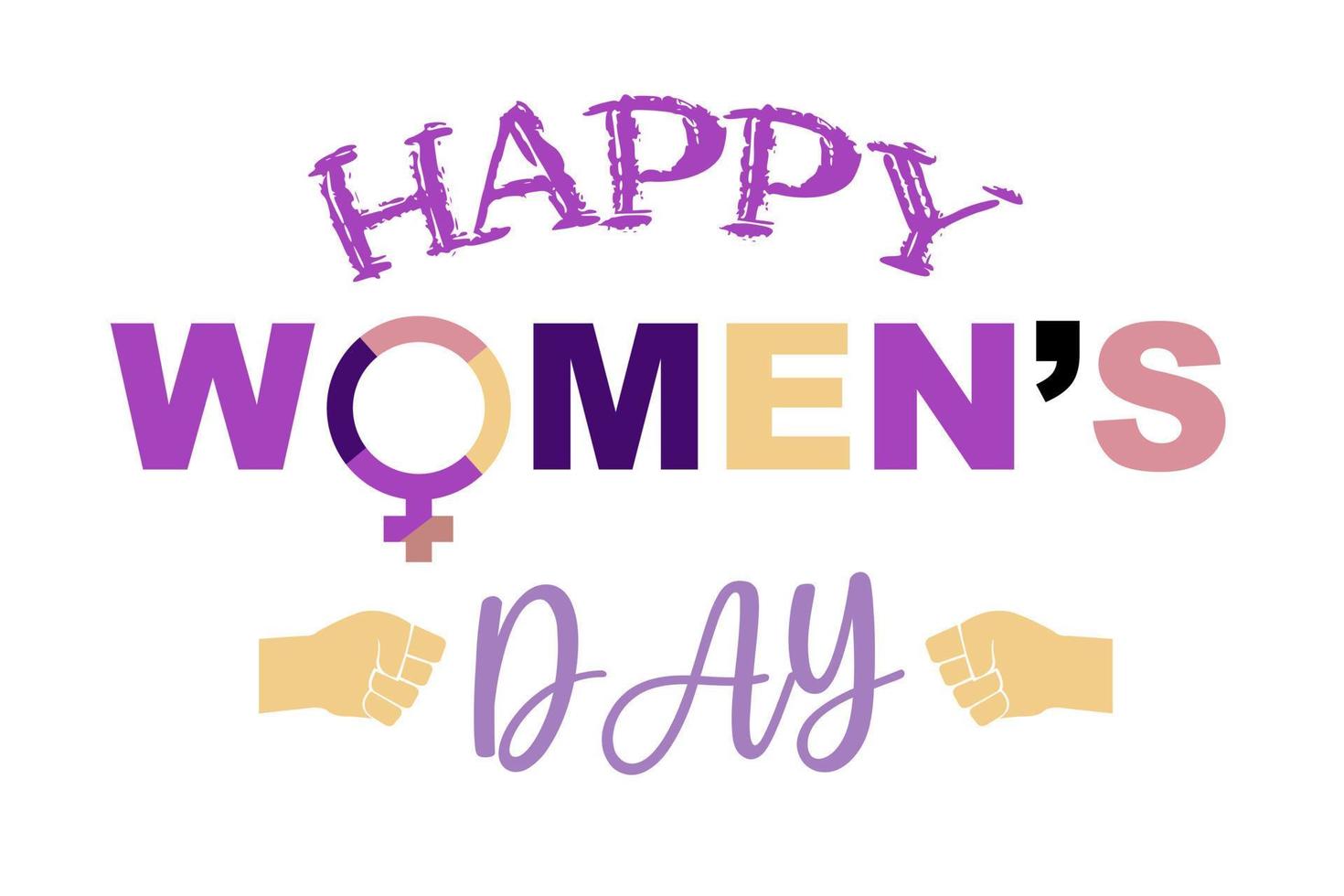 Happy Womens Day banner poster. 8 march is The movement for women's rights. feminism activists Struggle for women rights of freedom, independence and equality. Fist bump clenched power and conflict. vector
