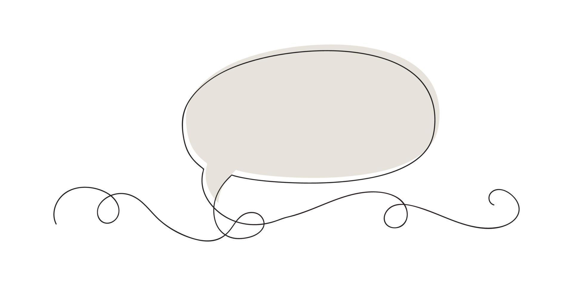 Continuous one line drawing of speech bubble isolated minimalist linear illustration made of single line. vector