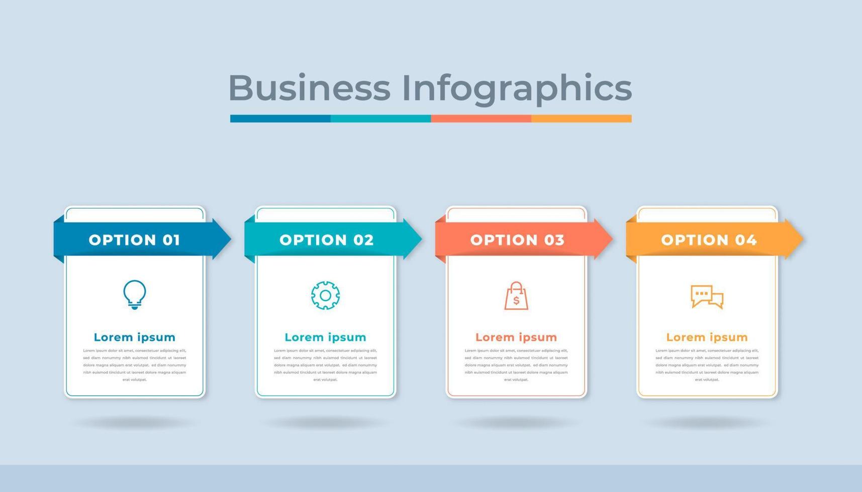 gráfico de proceso de visualización de datos comerciales de infografía de línea de tiempo. gráfico de diagrama abstracto con pasos, opciones vector