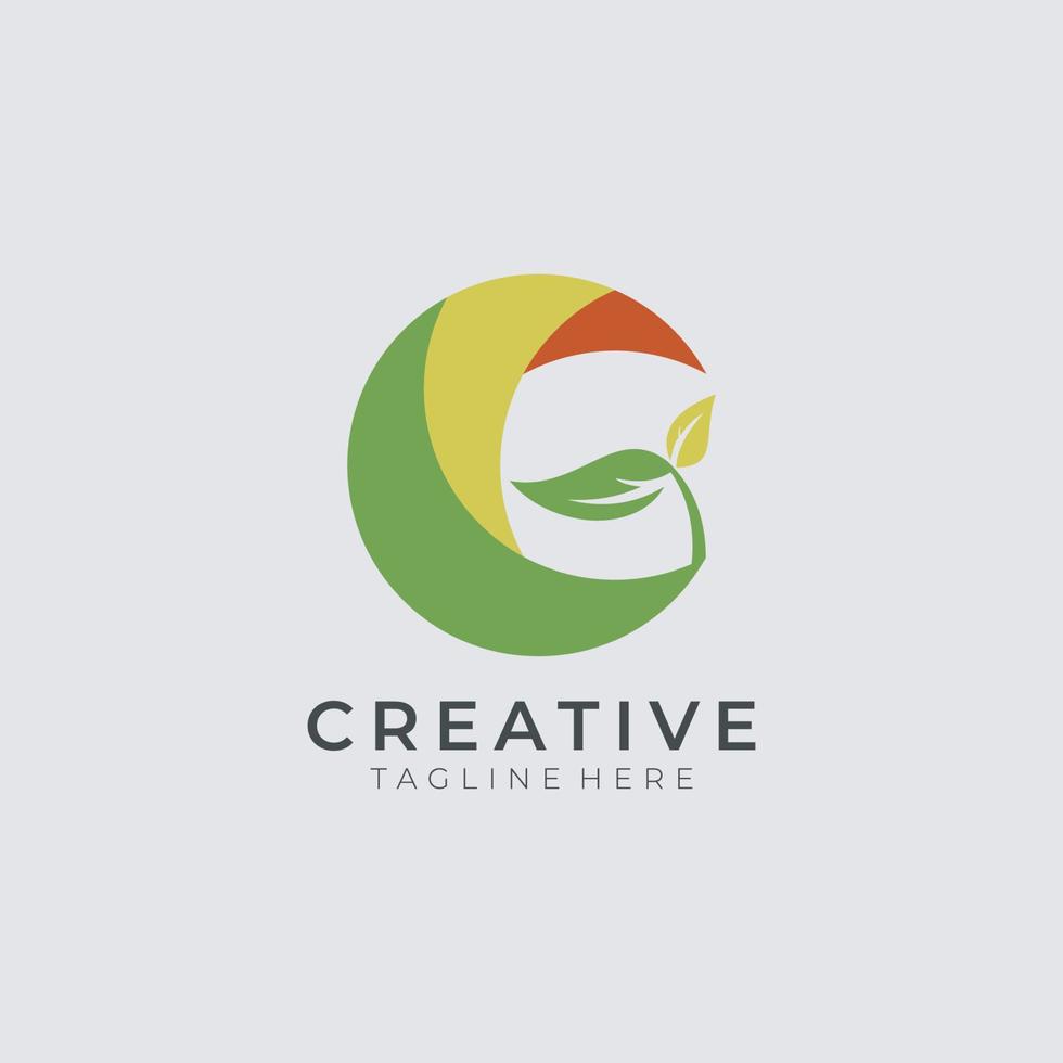 Leaf logo design icons with initial G templates for natural products or companies vector