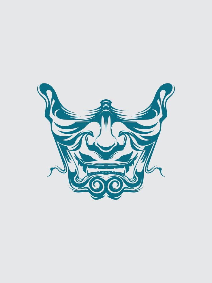 Japanese ronin oni mask, devil, demon mecha, barong illustration vector clipart, tattoo warrior, t Shirt design printable