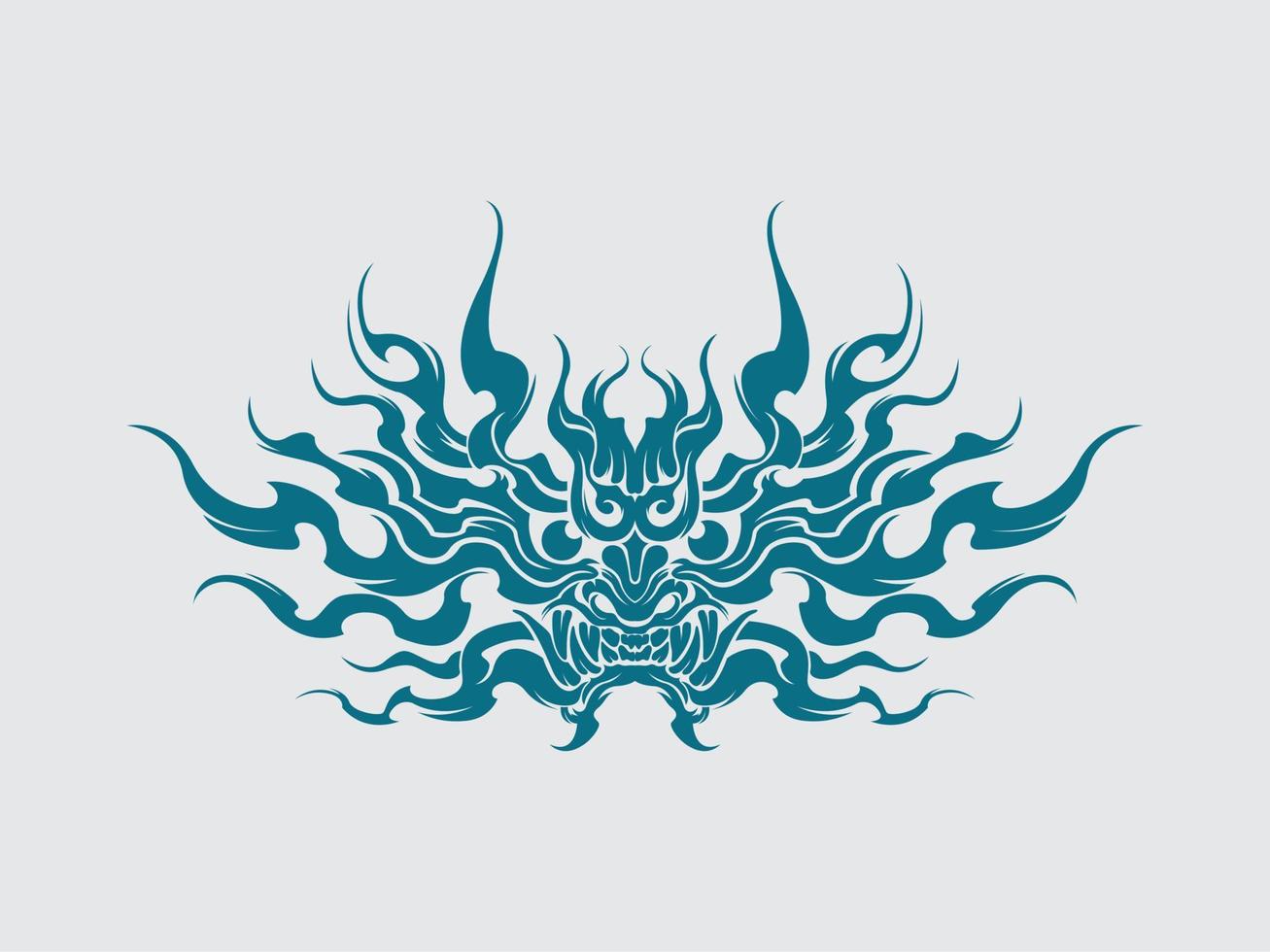 Demon samurai oni mask hannya mask japanesse skull style head tattoo illustration vector design t shirt print template