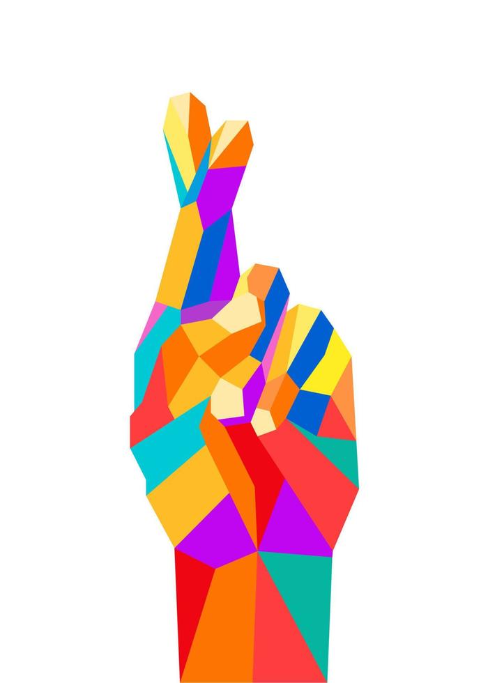 Really love symbol playfull illustration hand with colorful WPAP style editable vector