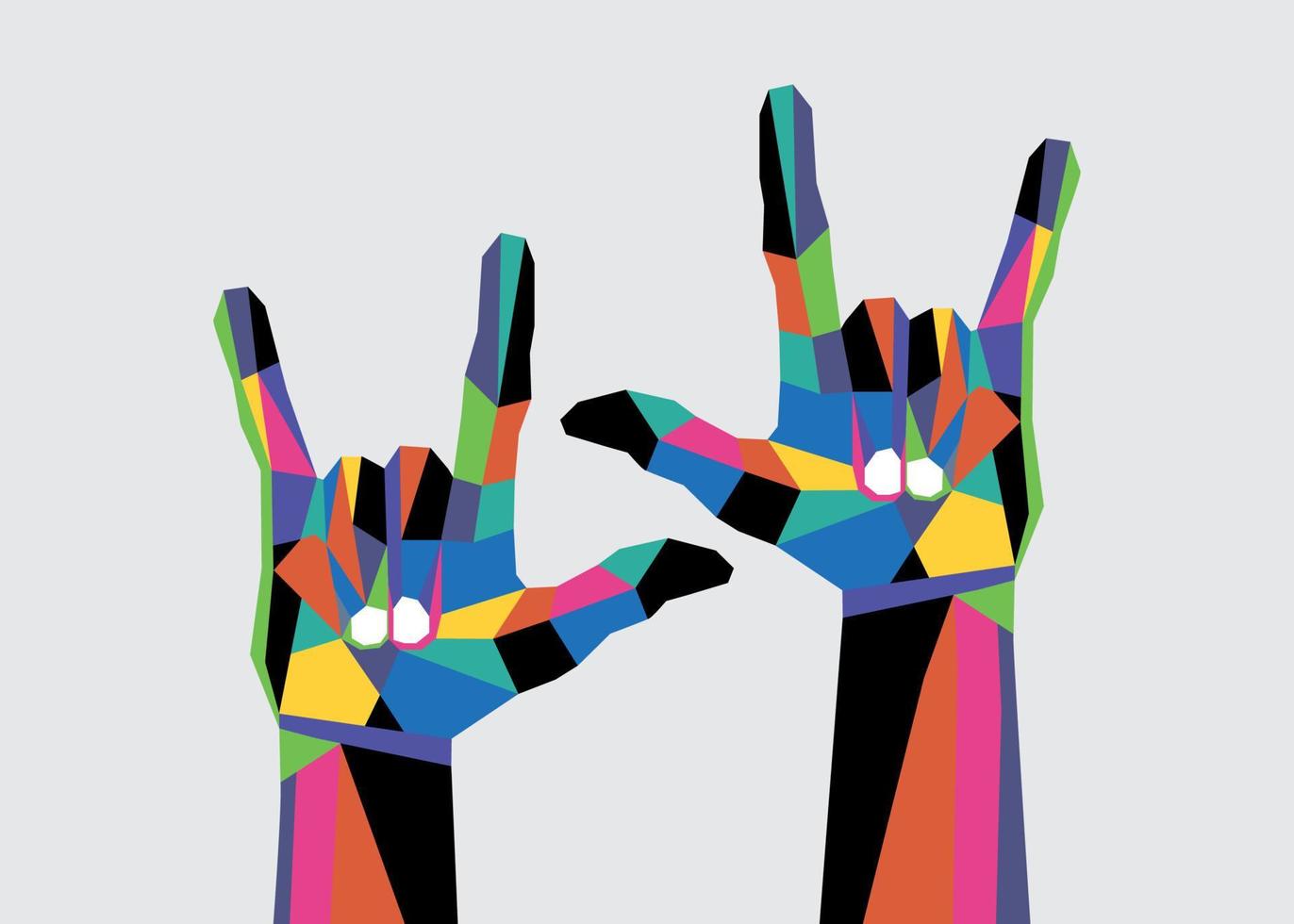 Rock hands up symbol illustration vector with WPAP style editable