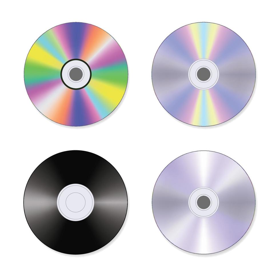 3d realistic compact disk set isolated on a white background, cd design template for mockup, compact disk icons vector set.