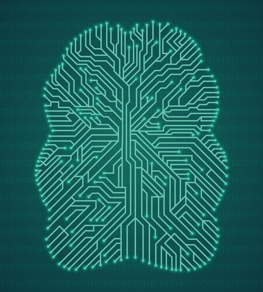 Brain circuit board technological brain concept background vector