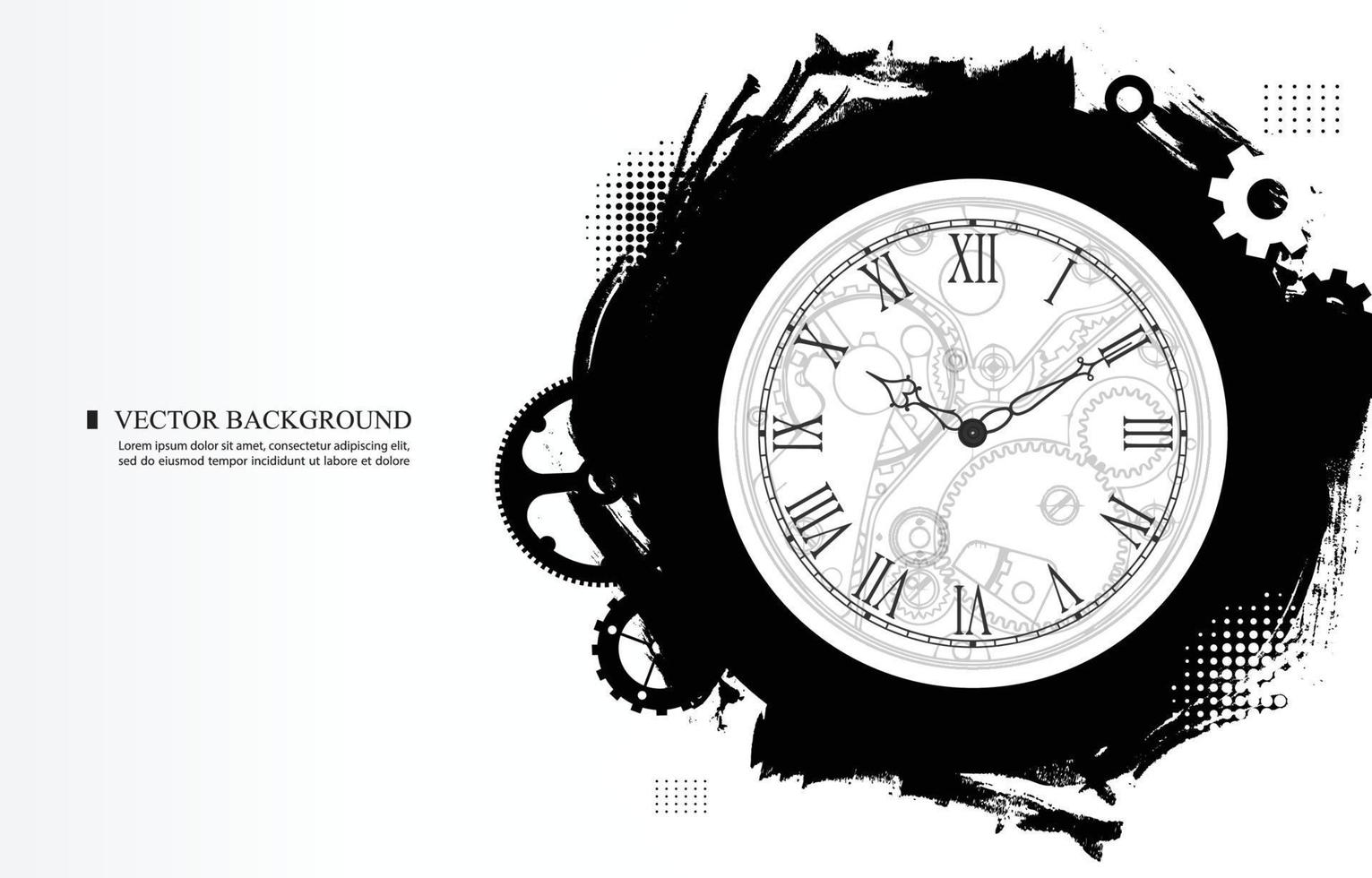 Analog clock.abstract vector brushes.white background