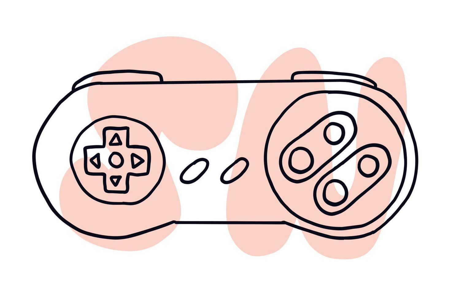 Game retro controller. Vector illustration in hand-drawn cartoon flat style isolated on white background.