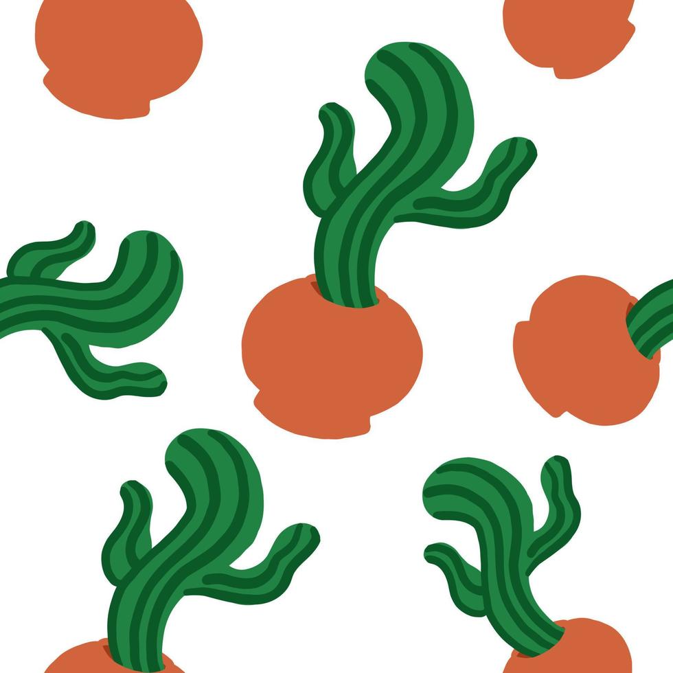 Cacti pattern. Vector illustration in cartoon flat style isolated on white background.