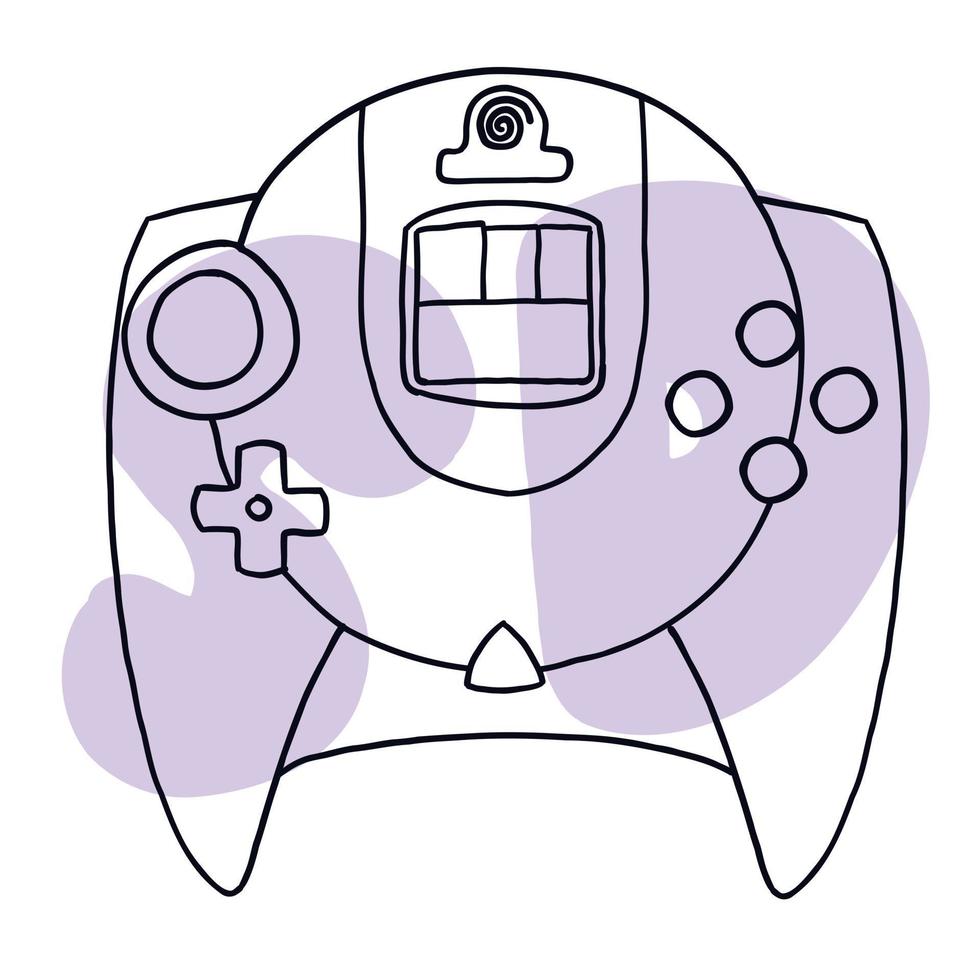 Game retro controller. Vector illustration in hand-drawn cartoon flat style isolated on white background.