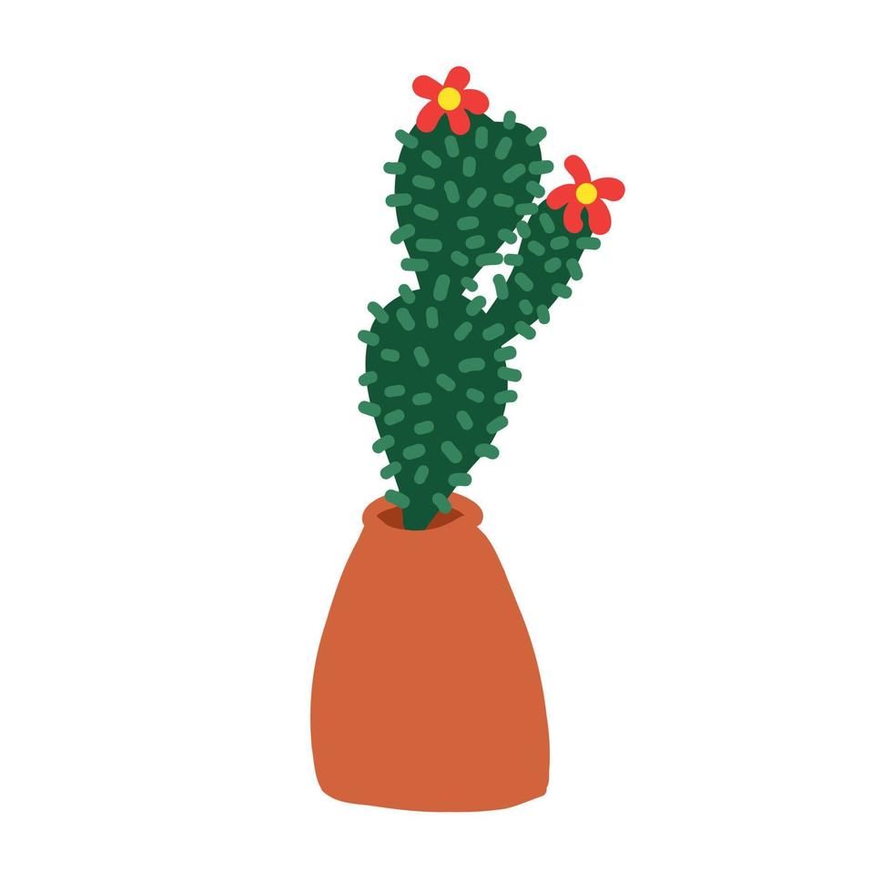 Cartoon cactus. Vector illustration in flat style isolated on white background.