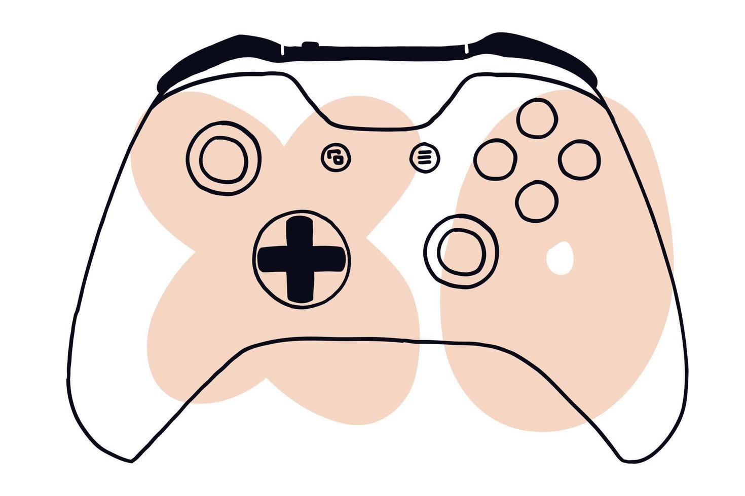 Game retro modern controller. Vector illustration in hand-drawn cartoon flat style isolated on white background.