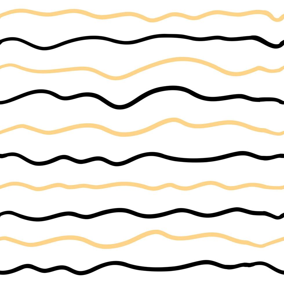 Wave line seamless pattern. Vector illustration isolated on white background. Black and yellow.