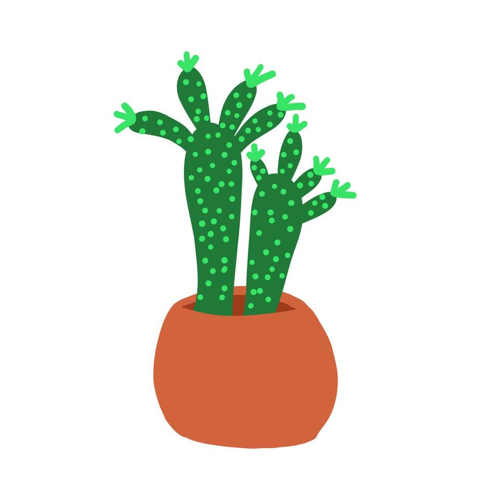 cactus de dibujos animados ilustración vectorial en estilo plano aislado sobre fondo blanco. vector