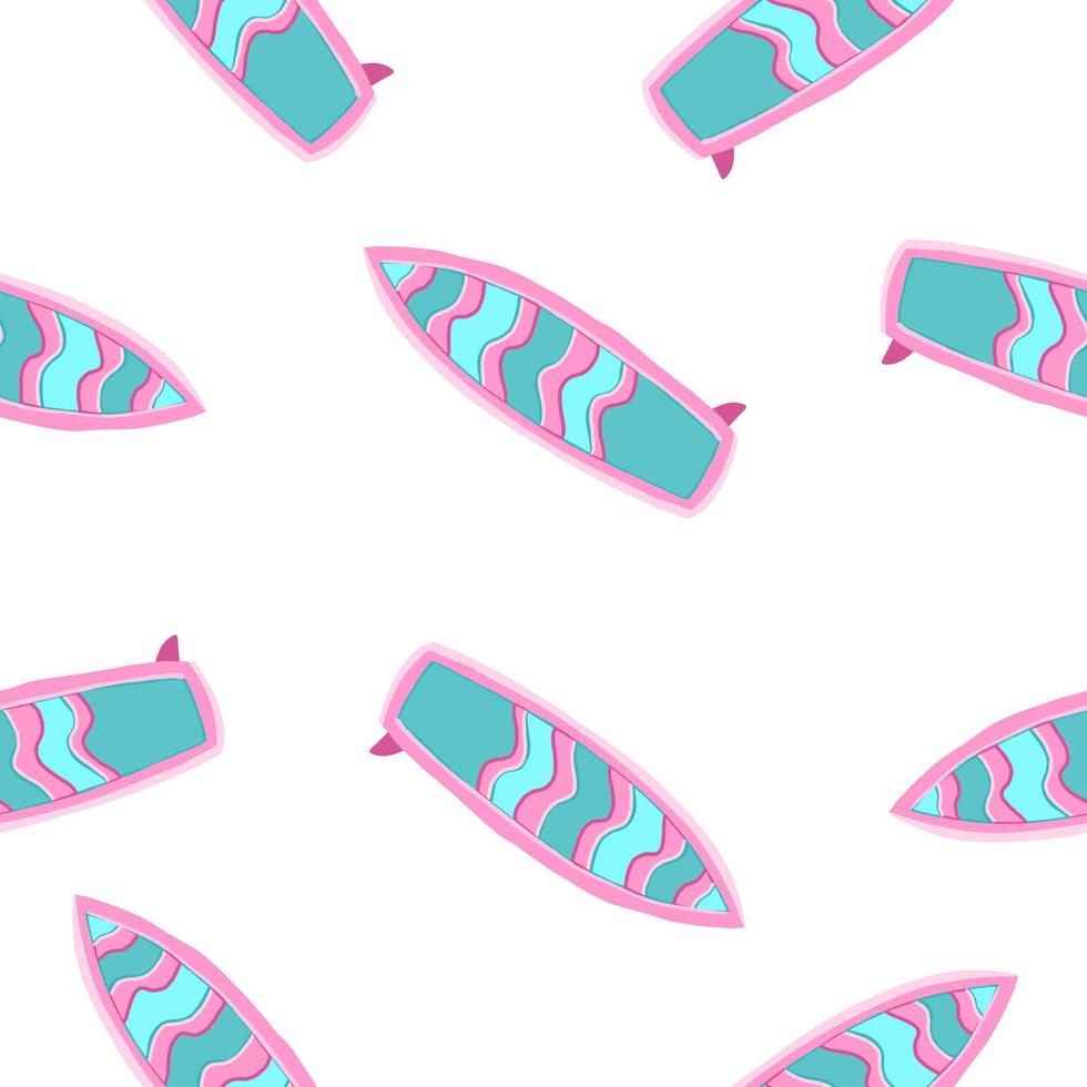 Surfboard seamless pattern. Vector illustration in cartoon flat style isolated on white background.