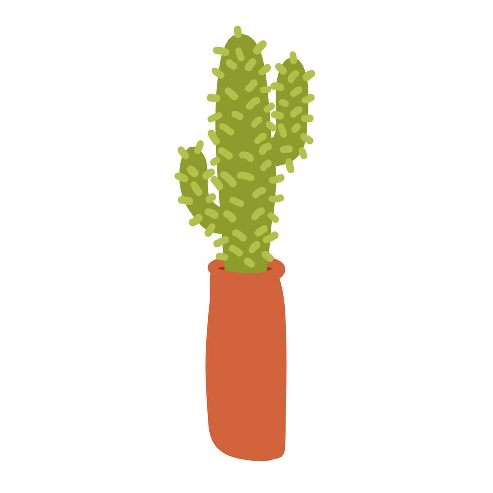 Cartoon cactus. Vector illustration in flat style isolated on white background.